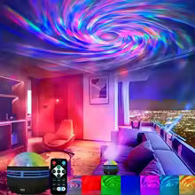LED galaxy star projector – USB rechargeable night light with remote control & sound-activated modes for Kids room.